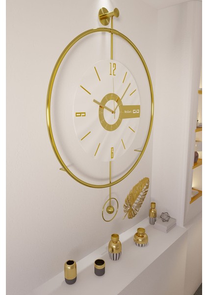 Timelles Elit Three-Büyük BOY(50X75CM)-(PİLLİ LED Sistemi) , Modern Dekoratif Metal Duvar Saati