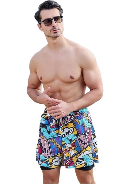 Yaz Sörf Mayoları Utandırmayan Çabuk Kuruyan Büyük Boy Boksör Plaj Şortu Erkek Mayoları (Yurt Dışından)
