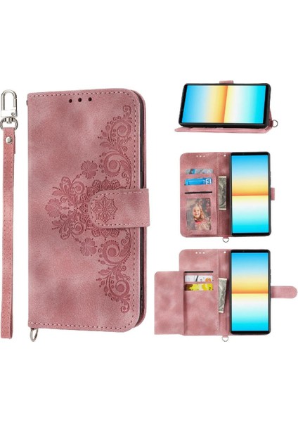 Sony Xperia 1 Vıı Çoklu Kredi Kartı Yuvaları Için Flip Case Kabartmalı (Yurt Dışından)