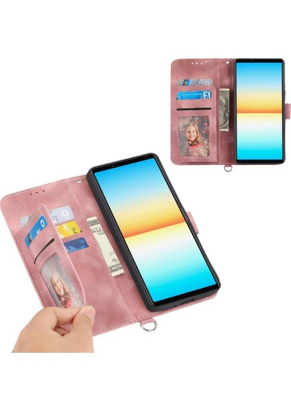 Sony Xperia 1 Vıı Çoklu Kredi Kartı Yuvaları Için Flip Case Kabartmalı (Yurt Dışından)
