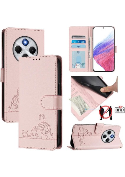 Xiaomi Poco C75 Kedi Rfıd Kart Yuvası Tutucu Kickstand Cüzdan Flip Için Kılıf (Yurt Dışından) indirimleri