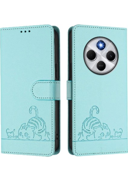 Xiaomi Poco C75 Kedi Rfıd Kart Yuvası Tutucu Kickstand Cüzdan Flip Için Kılıf (Yurt Dışından)