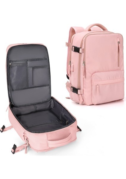 Kadın Büyük Kapasiteli Çok Fonksiyonlu Sırt Çantası - Pembe (Yurt Dışından)
