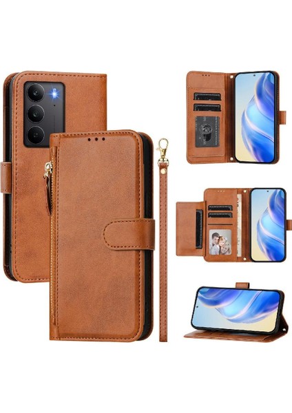 Realme C75 4g Pu Deri Manyetik Fermuar Kart Tutucu Için Flip Case (Yurt Dışından)