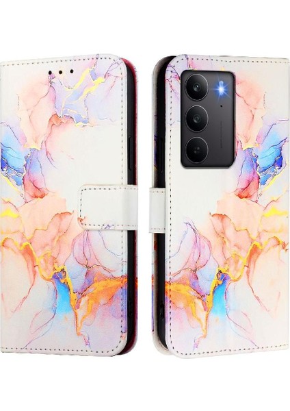 Realme C75 4g Cüzdan Pu Deri Kickstand Mermer Desen Için Kılıf (Yurt Dışından)