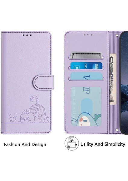 Realme C75 5g Kedi Rfıd Cüzdan Kapak Çevirin Kart Yuvası Tutucu Için Kılıf (Yurt Dışından) modelleri