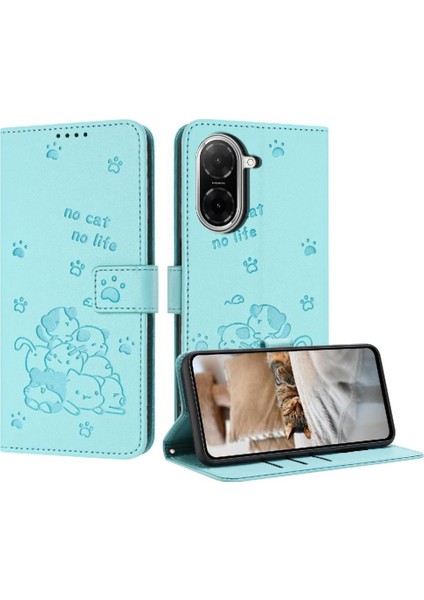 Xiaomi Poco C71 4g Kart Tutucu Kickstand Için Flip Case Sevimli Kedi Pu (Yurt Dışından)
