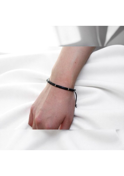 Doğal Siyah Oniks (Onix) Taşlı El Yapımı Bileklik | Ruh Dinginliği ve Enerji Dengeleyici Tasarım indirimleri