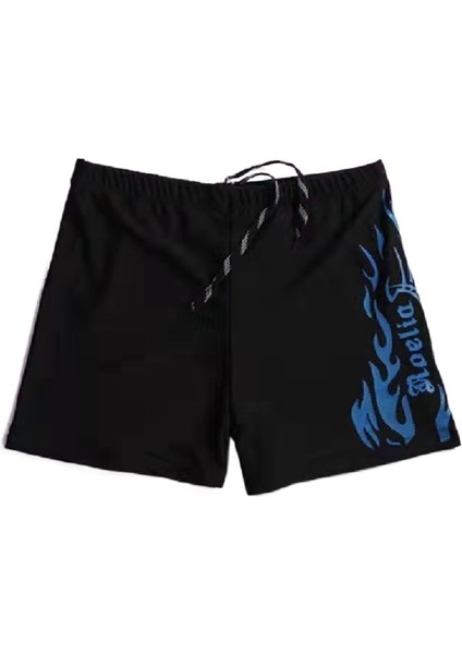 Yaz Mavi Alev Desenli Mayo Erkek Çabuk Kuruyan Boxer Şort (Yurt Dışından)