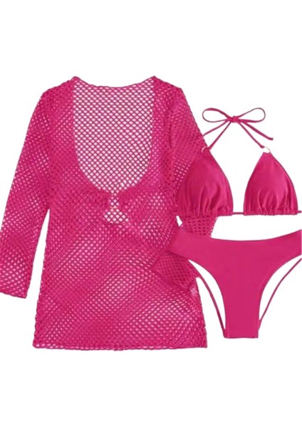 Yaz Yeni Büyük Beden Bikini Üç Parçalı Set File File Büyük Beden (Yurt Dışından)