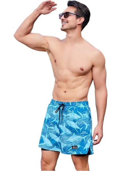 Yaz Pembe Mayo Anti-Utanç Verici Çabuk Kuruyan Büyük Boy Boxer Plaj Şortu Erkek Mayo (Yurt Dışından)