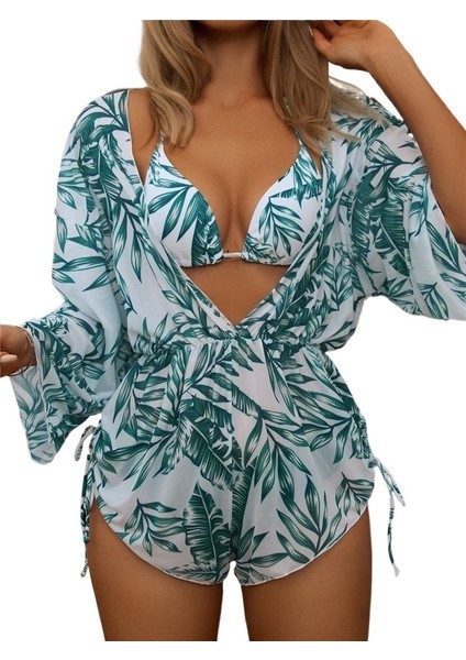 Yaz Renkli Bikini Üç Parçalı Mayo Kadın Gevşek File Bölünmüş Mayo Kadın Boyutu: L (Yurt Dışından)