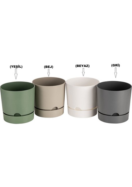 Elite 1.8 Litre (Model: Begonya 15) Tabaklı Dekoratif Mat Plastik Saksı 1 Adet