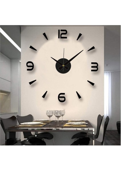 Dekoratif 3 D Görünümlü Latin Rakamlı Siyah Ahşap Saat(10 cm Rakam Boyu-Sünger Değil Mdf Destekli)