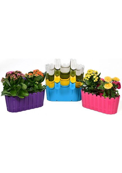 Elite Akasya Balkon Saksı Kolay Askı 30 cm 3 Lt Pembe Sarı Mavi Mor Beyaz ,yosun Yeşili 6 Adet 1 Adet