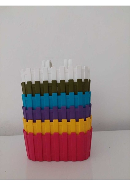 Elite Akasya Balkon Saksı Kolay Askı 30 cm 3 Lt Pembe Sarı Mavi Mor Beyaz ,yosun Yeşili 6 Adet 1 Adet