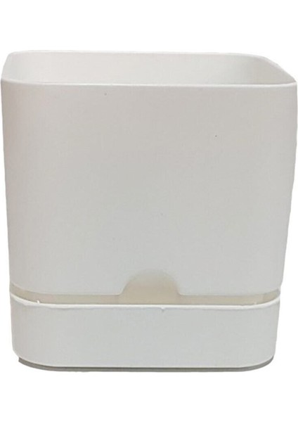 Elite Begonya Kare 13 cm Tabaklı Saksı 1.5 Lt Beyaz 1 Adet