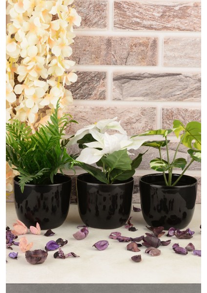 Elite Angdesign Karmen Seramik Saksı 12 cm 3'lü Siyah 1 Adet fiyatları