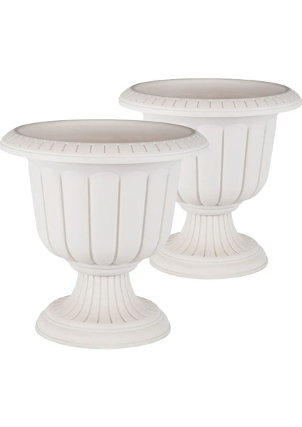 Elite Bidünya Saksı Ayaklı Dekoratif Nergis Saksı 9,8 Litre 2 Adet Kirli Beyaz 1 Adet