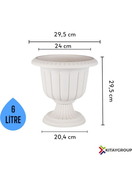 Elite Nergiz Saksı 6 Litre Kırık Beyaz Renk Ayaklı Plastik Çiçek Saksısı 1 Adet modelleri