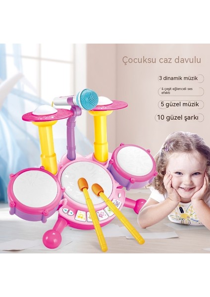 Çocuk Caz Davul Elektrik Işığı Serin Müzik Davul Vurmalı Çalgı Bebek Erken Eğitim Eğitici Oyuncak (Yurt Dışından) fırsatları
