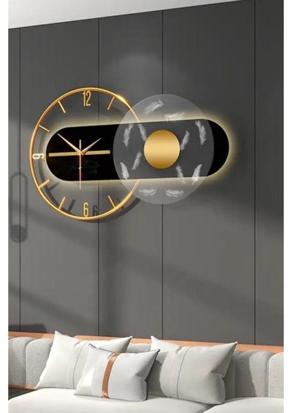 Renessa Exclusive Time - Pilli LED - Modern Metal Camlı Lake Duvar Saati