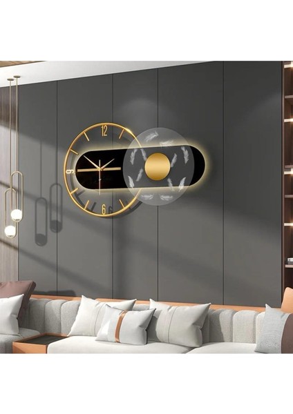 Renessa Exclusive Time - Pilli LED - Modern Metal Camlı Lake Duvar Saati