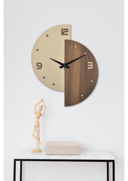 Dekoratif Ahşap Krem Ceviz Duvar Saati 50 cm - Diana