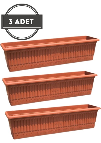 Elite Bahçe Balkon Saksı (13 Lt) 70 Cm, 3 Adet Uzun Balkon Saksı, Hak Saksı, Saksı 1 Adet