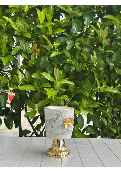 Elite Seramik Saksı Mermer Desenli Detaylı 20CM Yükseklik , 13CM Çap (1 Adet ) 1 Adet indirimleri