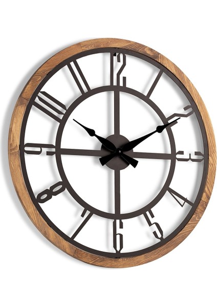 Muyika Bunnela Metal-Ahşap Çerçeveli 80X80CM Dekoratif Duvar Saati Mds-Am