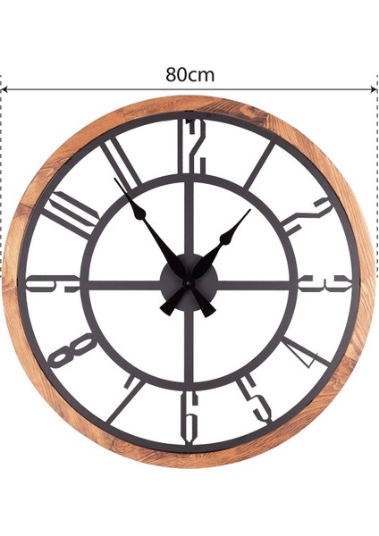 Muyika Bunnela Metal-Ahşap Çerçeveli 80X80CM Dekoratif Duvar Saati Mds-Am