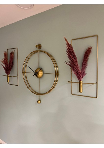 3'lü Set Versayce Time- Xxl (60X80CM) - Modern Dekoratif Metal Duvar Saati modelleri