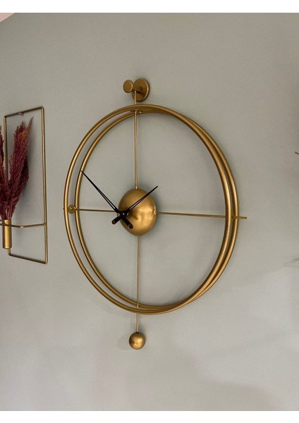 3'lü Set Versayce Time- Xxl (60X80CM) - Modern Dekoratif Metal Duvar Saati