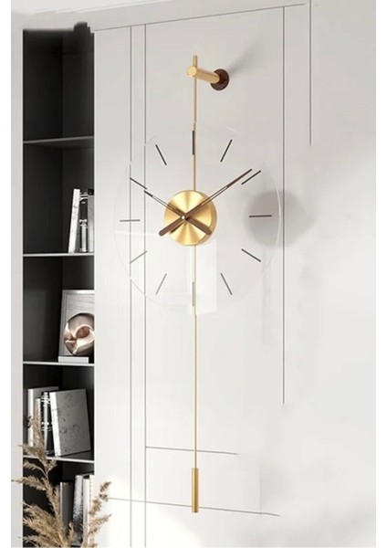 Gravity Premium Gold Duvar Saati, Modern Metal ve Cam Tasarım Duvar Saati