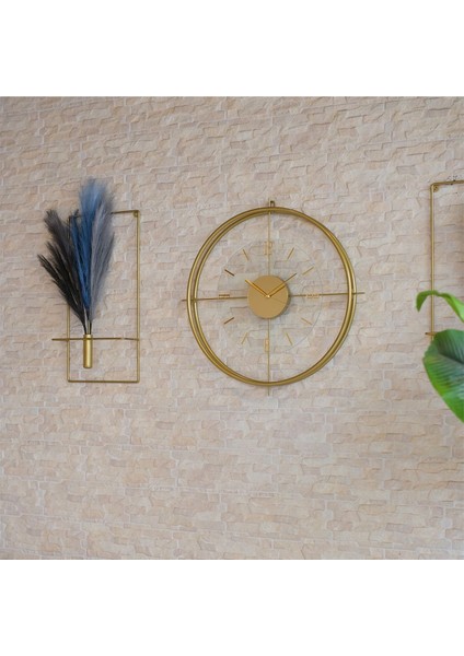 Büyük Boy(55*55 Cm) Gold Deluxe Şeffaf Cam Iskandinav (Çiftçember)Modern Dekoratif Camlı Duvar Saat fiyatları