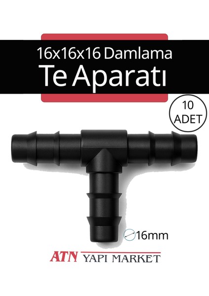 10 Adet 16 mm Damlama Sulama T - Te Aparatı – Bahçe Sulama Bağlantı Parçası