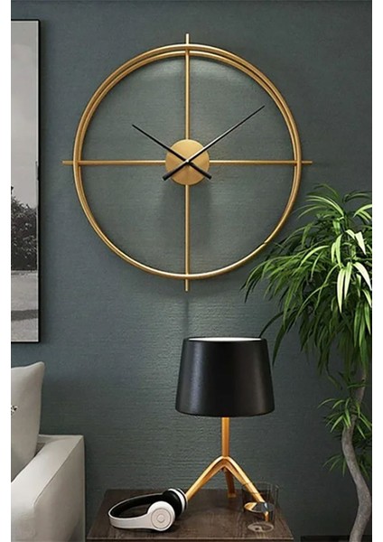 Iskandinav Xxl 90 cm Gold, Ispanyol ve Iskandinav Tarzı Ferforje Metal Minimalist Duvar Saati