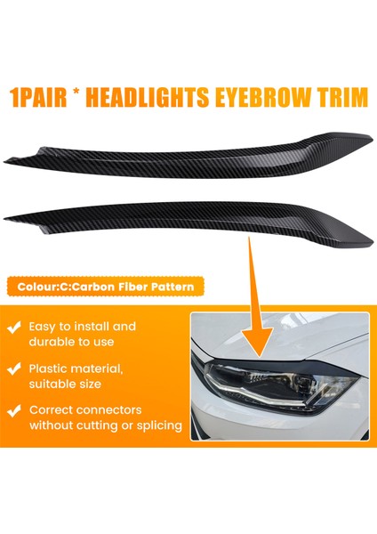 Araba Far Kaş Kalıplama Trim Sticker Vw Polo 2019-2022 Lamba Göz Kapakları Dekoratif Şeritler Kapak Kapağı,c (Yurt Dışından) indirimleri