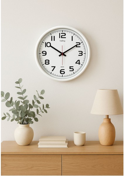Homing Modern Beyaz Çerçeveli Duvar Saati 28 cm