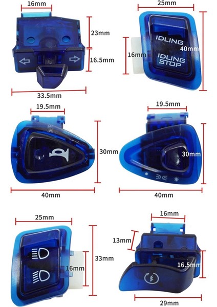 Gy6 50CC 125CC 150CC Atv Moped Scooter Motosiklet Farları Korna Dimmer Dönüş Tek Anahtar Düğmesi Kırmızı Için 6 Adet (Yurt Dışından)