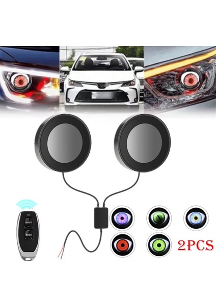 LED Şeytan Gözler Araba Farları Dekorasyon Şeytan Gözü Işık LED Dinamik Araba Motosiklet Suv Far Gözü Işıkları Aksesuarları (Yurt Dışından) fiyatları