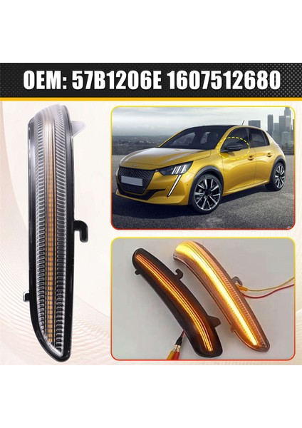 Peugeot 208 2008 2012-2020 Citroen C3 Için Dinamik LED Yan Ayna Sinyal Lambası Akan Işık Gösterildiği Gibi (Yurt Dışından) indirimleri