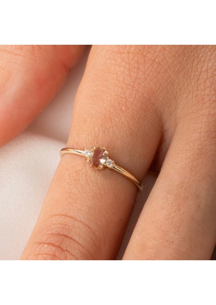 Gümüş Yüzük - 0.30 Karat Zultanit Tria Evlilik Teklifi Gümüş Yüzük - Doğal Taş Tria Gümüş Yüzük