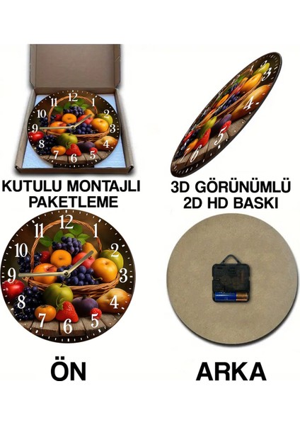Sessiz Yuvarlak Ahşap Duvar Saati, Kuvars Hareketli 3D Görünümlü 2d Saat Sdw Mutfak Serisi 2 fırsatları