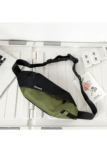 Göğüs Çantası Erkek Basit Omuz Çantası Bel Çantası Küçük Satchel Kadın Kanvas Öğrenci Crossbody Çanta (Yurt Dışından)