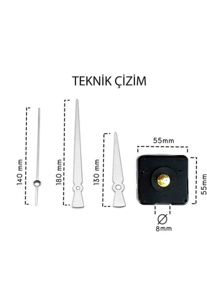 Duvar Saati Mekanizması 3D Saat Göbeği Ayna Pleksi Sessiz Akar 1. Sınıf Mekanizma modelleri