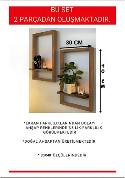 Ahşap Duvar Rafı 2 Adet modelleri