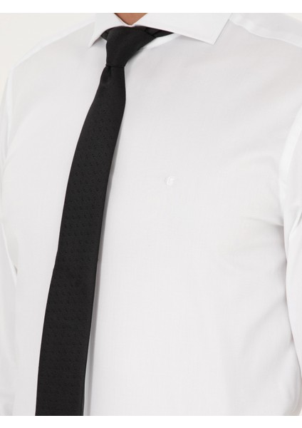 Erkek Beyaz Slim Fit %100 Pamuk İtalyan Yaka Klasik Gömlek 50268927-VR013