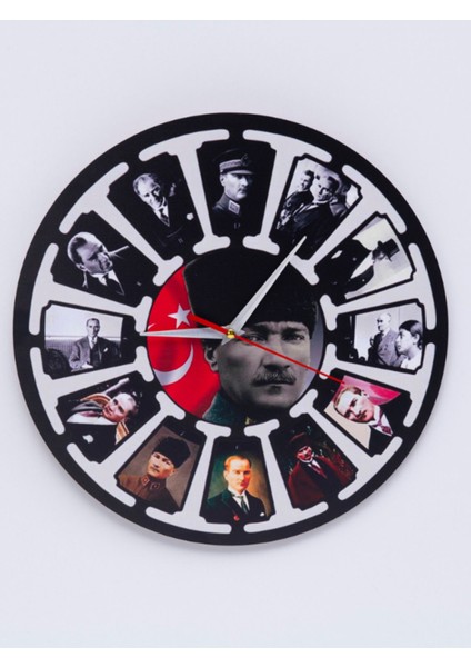 Dekoratif Ahşap Duvar Saati Salon,ofis,büro,ev Şık Tasarım-Parçalı Atatürk fiyatları